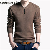 COODRONY Sweater Men Casual V-Neck Pullover Men Autumn Slim Fit Long Sleeve Shirt Mens Sweaters Knitted Cashmere Wool Pull Homme - ENSEIGNE DENIS