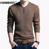 COODRONY Sweater Men Casual V-Neck Pullover Men Autumn Slim Fit Long Sleeve Shirt Mens Sweaters Knitted Cashmere Wool Pull Homme - ENSEIGNE DENIS