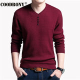 COODRONY Sweater Men Casual V-Neck Pullover Men Autumn Slim Fit Long Sleeve Shirt Mens Sweaters Knitted Cashmere Wool Pull Homme - ENSEIGNE DENIS