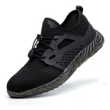 JACKSHIBO  Work Safety Shoes For Men Summer Breathable Boots Working Steel Toe Anti-Smashing Construction Safety Work Sneakers - ENSEIGNE DENIS