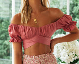 Jessie Vinson Short Sleeve Off Shoulder Crop Top Blouse Women Summer Short Sleeve Short Sexy Blouses Women Tops and Blouses 2020 - ENSEIGNE DENIS