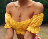 Jessie Vinson Short Sleeve Off Shoulder Crop Top Blouse Women Summer Short Sleeve Short Sexy Blouses Women Tops and Blouses 2020 - ENSEIGNE DENIS