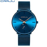 CRRJU Fashion Mens Watches Top Brand Luxury Quartz Watch Men Casual Slim Mesh Steel Waterproof Sport Watch Relogio Masculino - ENSEIGNE DENIS