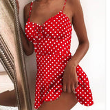 Summer Tie Front V Neck Elegant Sexy Floral Print Mini Dress Women Off Shoulder Ruffle Party Dress Femme Backless A-Line Dresses - ENSEIGNE DENIS