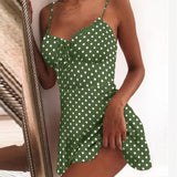 Summer Tie Front V Neck Elegant Sexy Floral Print Mini Dress Women Off Shoulder Ruffle Party Dress Femme Backless A-Line Dresses - ENSEIGNE DENIS