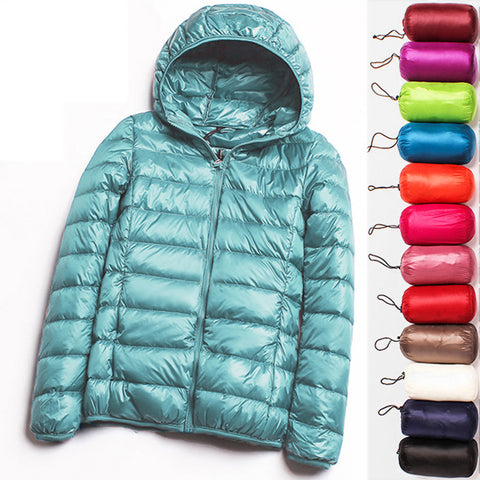 90% Ultra-light Plus Size Thin Down Jacket Women 2019 Autumn Winter Slim Short Hooded Warm White Duck Down Coat Women Outerwear - ENSEIGNE DENIS