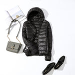 90% Ultra-light Plus Size Thin Down Jacket Women 2019 Autumn Winter Slim Short Hooded Warm White Duck Down Coat Women Outerwear - ENSEIGNE DENIS