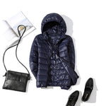 90% Ultra-light Plus Size Thin Down Jacket Women 2019 Autumn Winter Slim Short Hooded Warm White Duck Down Coat Women Outerwear - ENSEIGNE DENIS