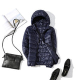 90% Ultra-light Plus Size Thin Down Jacket Women 2019 Autumn Winter Slim Short Hooded Warm White Duck Down Coat Women Outerwear - ENSEIGNE DENIS