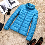 90% Ultra-light Plus Size Thin Down Jacket Women 2019 Autumn Winter Slim Short Hooded Warm White Duck Down Coat Women Outerwear - ENSEIGNE DENIS