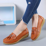 Women Flats Ballet Shoes Cut Out Leather Breathable Moccasins Women Boat Shoes Ballerina Ladies Casual Shoes - ENSEIGNE DENIS