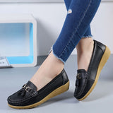 Women Flats Ballet Shoes Cut Out Leather Breathable Moccasins Women Boat Shoes Ballerina Ladies Casual Shoes - ENSEIGNE DENIS