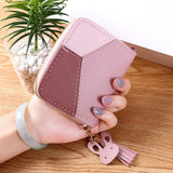Geometric Luxury Brand Leather Wallets Women Long Zipper Coin Purses Tassel Design Clutch Wallet Female Money Credit Card Holder - ENSEIGNE DENIS