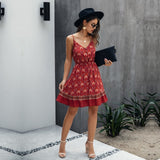 Lossky Summer Women Dress Buttons Cotton Mini Sundress Fashion Sexy Short Backless Slip Elastic Waist 2020 Sleeveless Dresses - ENSEIGNE DENIS