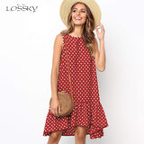 Lossky Women Summer Dress Polka Dot Chiffon Sleeveless Beach Mini Casual Yellow Sundress 2020 Fashion Plus Size Dress For Women - ENSEIGNE DENIS