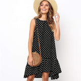 Lossky Women Summer Dress Polka Dot Chiffon Sleeveless Beach Mini Casual Yellow Sundress 2020 Fashion Plus Size Dress For Women - ENSEIGNE DENIS