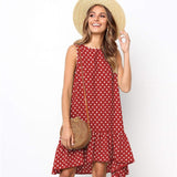 Lossky Women Summer Dress Polka Dot Chiffon Sleeveless Beach Mini Casual Yellow Sundress 2020 Fashion Plus Size Dress For Women - ENSEIGNE DENIS