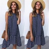 Lossky Women Summer Dress Polka Dot Chiffon Sleeveless Beach Mini Casual Yellow Sundress 2020 Fashion Plus Size Dress For Women - ENSEIGNE DENIS