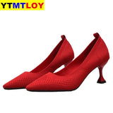 Red Black Pointed Toe Fetish Luxury Designer Woman Extreme Mules Super High Heels Women Sexy Shoes Ladies Pumps Flying weaving - ENSEIGNE DENIS