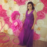 FADISTEE Vestido De Festa Sweet pink Lace V-neck Long Evening Dress Bride Party Sexy Backless beads pearls Prom Dresses lace-up - ENSEIGNE DENIS