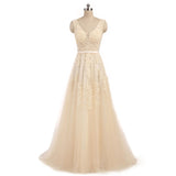 FADISTEE Vestido De Festa Sweet pink Lace V-neck Long Evening Dress Bride Party Sexy Backless beads pearls Prom Dresses lace-up - ENSEIGNE DENIS