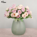 10 Heads Artificial Flowers Roses Bridesmaids Bouquet 5 Branches Silk Fake Flowers for DIY Home Garden Wedding Decoration Flores