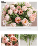 10 Heads Artificial Flowers Roses Bridesmaids Bouquet 5 Branches Silk Fake Flowers for DIY Home Garden Wedding Decoration Flores