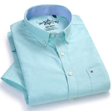 Men's Oxford Short Sleeve Summer Casual Shirts Single Patch Pocket Comfortable Standard-fit Button-down Thin Solid Tops Shirt - ENSEIGNE DENIS