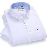 Men's Oxford Short Sleeve Summer Casual Shirts Single Patch Pocket Comfortable Standard-fit Button-down Thin Solid Tops Shirt - ENSEIGNE DENIS
