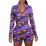 Sexy Women Bodysuit Long Sleeve Deep V Neck Bodycon Stretch Leotard Crop Top Button Short Romper Pajamas Women Jumpsuit Overalls - ENSEIGNE DENIS