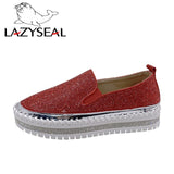 LazySeal Crystal Diamonds Women Flats Bling Woman Shoes Rhinestone Ladies Casual Shoes Round Toe Slip-on Platform Shoes - ENSEIGNE DENIS