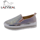LazySeal Crystal Diamonds Women Flats Bling Woman Shoes Rhinestone Ladies Casual Shoes Round Toe Slip-on Platform Shoes - ENSEIGNE DENIS