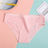 FINETOO Women's Underpants Soft Cotton Panties Girls Solid Color Briefs Striped Panty Sexy Lingerie Female Underwear M-XL Panty - ENSEIGNE DENIS