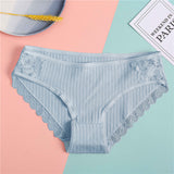 FINETOO Women's Underpants Soft Cotton Panties Girls Solid Color Briefs Striped Panty Sexy Lingerie Female Underwear M-XL Panty - ENSEIGNE DENIS