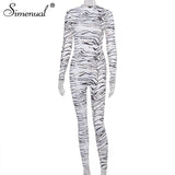 Simenual Print Fitness Bodycon Rompers Womens Jumpsuit Long Sleeve Fashion Party Club One Piece Overalls 2020 Push Up Jumpsuits - ENSEIGNE DENIS