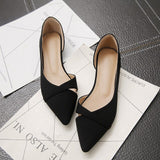 Women Flats Pink Black Pure Color Plus Small Size 33 34 Large 41 42 43 44 Suede Leather Pointed Toe Office Lady Flat Heel Shoes - ENSEIGNE DENIS