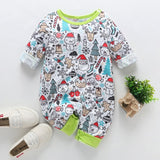 New Newborn Baby Clothes Boys Girls Romper Floral Dinosaur Car Printed Long Sleeve Cotton Romper Kids Jumpsuit Playsuit Outfits - ENSEIGNE DENIS
