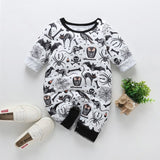 New Newborn Baby Clothes Boys Girls Romper Floral Dinosaur Car Printed Long Sleeve Cotton Romper Kids Jumpsuit Playsuit Outfits - ENSEIGNE DENIS