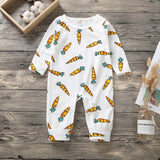 New Newborn Baby Clothes Boys Girls Romper Floral Dinosaur Car Printed Long Sleeve Cotton Romper Kids Jumpsuit Playsuit Outfits - ENSEIGNE DENIS