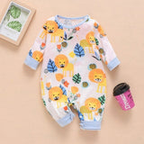 New Newborn Baby Clothes Boys Girls Romper Floral Dinosaur Car Printed Long Sleeve Cotton Romper Kids Jumpsuit Playsuit Outfits - ENSEIGNE DENIS