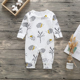 New Newborn Baby Clothes Boys Girls Romper Floral Dinosaur Car Printed Long Sleeve Cotton Romper Kids Jumpsuit Playsuit Outfits - ENSEIGNE DENIS