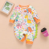 New Newborn Baby Clothes Boys Girls Romper Floral Dinosaur Car Printed Long Sleeve Cotton Romper Kids Jumpsuit Playsuit Outfits - ENSEIGNE DENIS