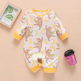 New Newborn Baby Clothes Boys Girls Romper Floral Dinosaur Car Printed Long Sleeve Cotton Romper Kids Jumpsuit Playsuit Outfits - ENSEIGNE DENIS