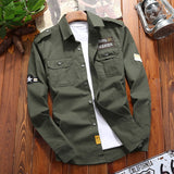 Men's Shirts Military Cotton Shirt Khaki Casual Retro Slim Fit with Pocket Long Sleeve Vintage Jacket Streetwear Drop Shipping - ENSEIGNE DENIS