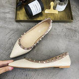 classics brand women flat shoes rivets wedding shoes patent leather black nude shoes pointed toe flat shoes - ENSEIGNE DENIS