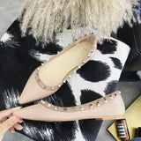 classics brand women flat shoes rivets wedding shoes patent leather black nude shoes pointed toe flat shoes - ENSEIGNE DENIS