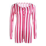 Sexy Women Bodysuit Long Sleeve Deep V Neck Bodycon Stretch Leotard Crop Top Button Short Romper Pajamas Women Jumpsuit Overalls - ENSEIGNE DENIS