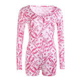 Sexy Women Bodysuit Long Sleeve Deep V Neck Bodycon Stretch Leotard Crop Top Button Short Romper Pajamas Women Jumpsuit Overalls - ENSEIGNE DENIS