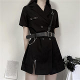 Rosetic Short Bandage Goth Dress Women Gothic Punk Belt Long Sleeve Streetwear Black Mini Vestidos Casual Dresses Spring 2020 - ENSEIGNE DENIS