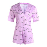 2020 Sexy Women V-neck Bodycon Sleepwear Jumpsuit Button Bodysuit Shorts Romper Leotard Printed Long/Short Sleeve Bodysuit - ENSEIGNE DENIS